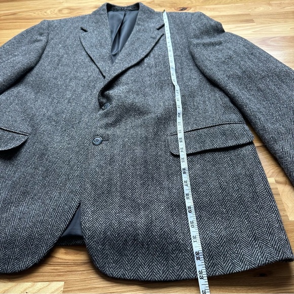 The Crossroads Collection Jacket Mens 46L Gray Herringbone Tweed Blazer Wool - Picture 13 of 16